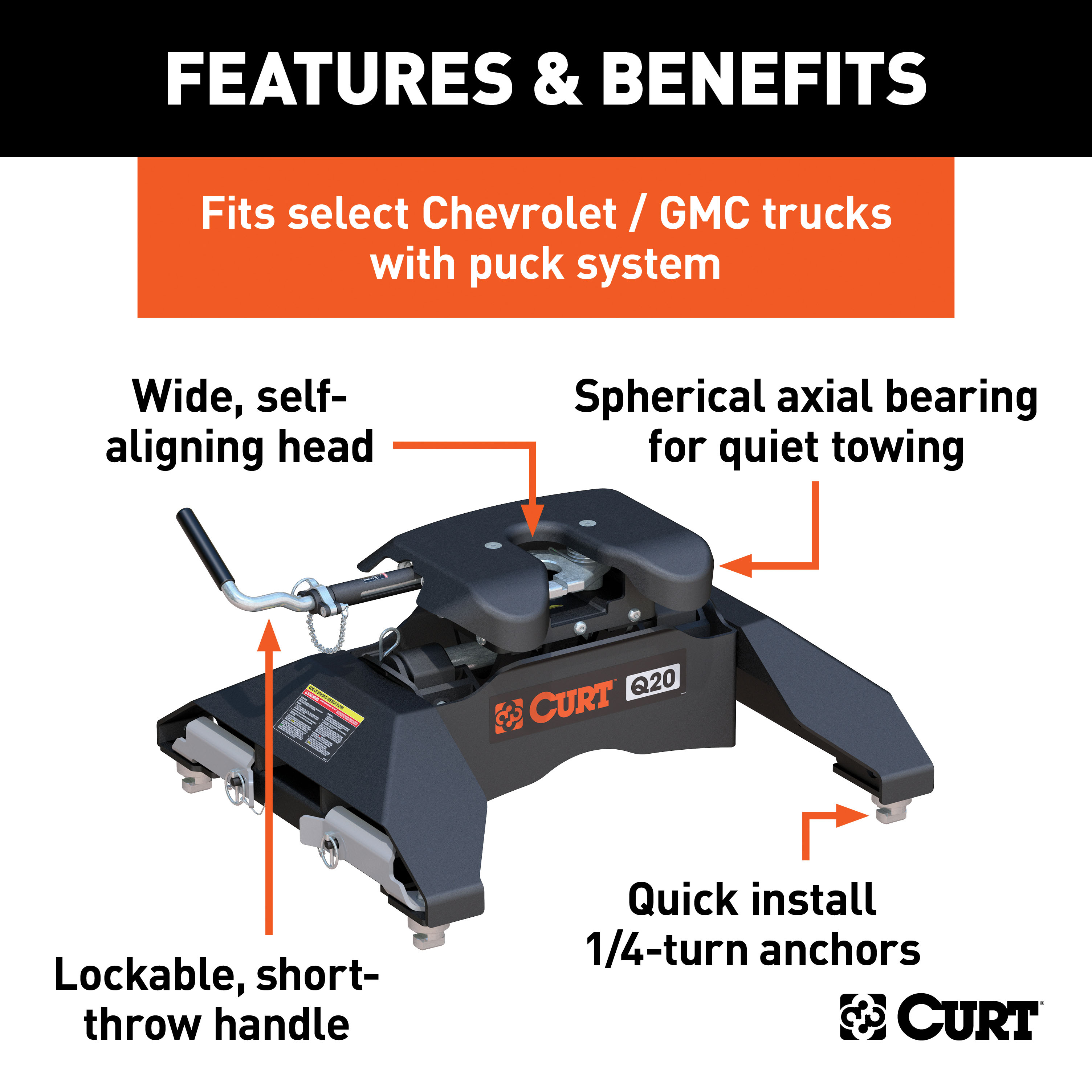 thumbnail image 2 of CURT 16698 A20 5th Wheel Slider Hitch, 20,000 Lbs, Select 2 of 12