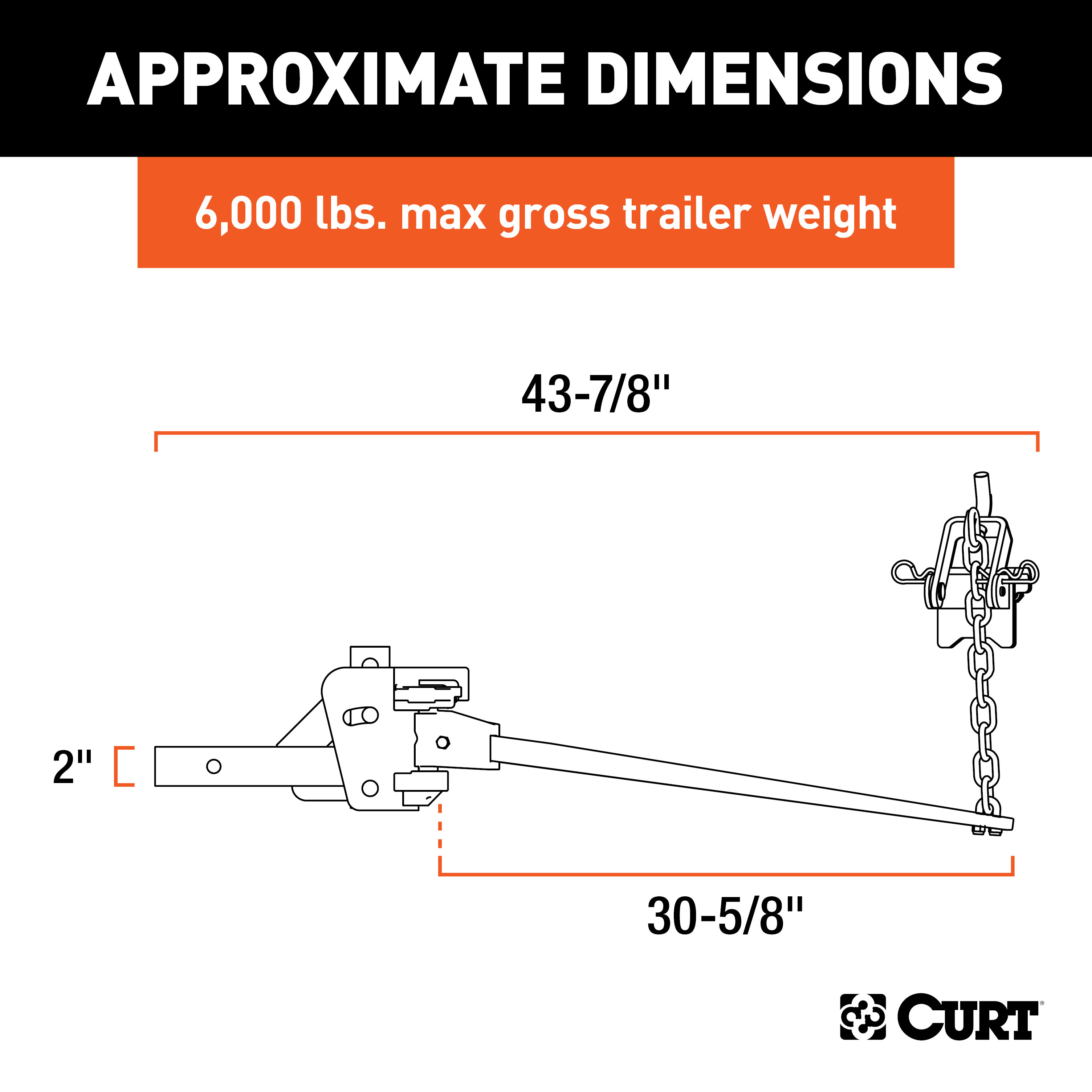 CURT Long Trunnion Bar Weight Distribution Hitch (5K - 6K lbs., 30-5/8" Bars) - CURT 17300 - Image 2