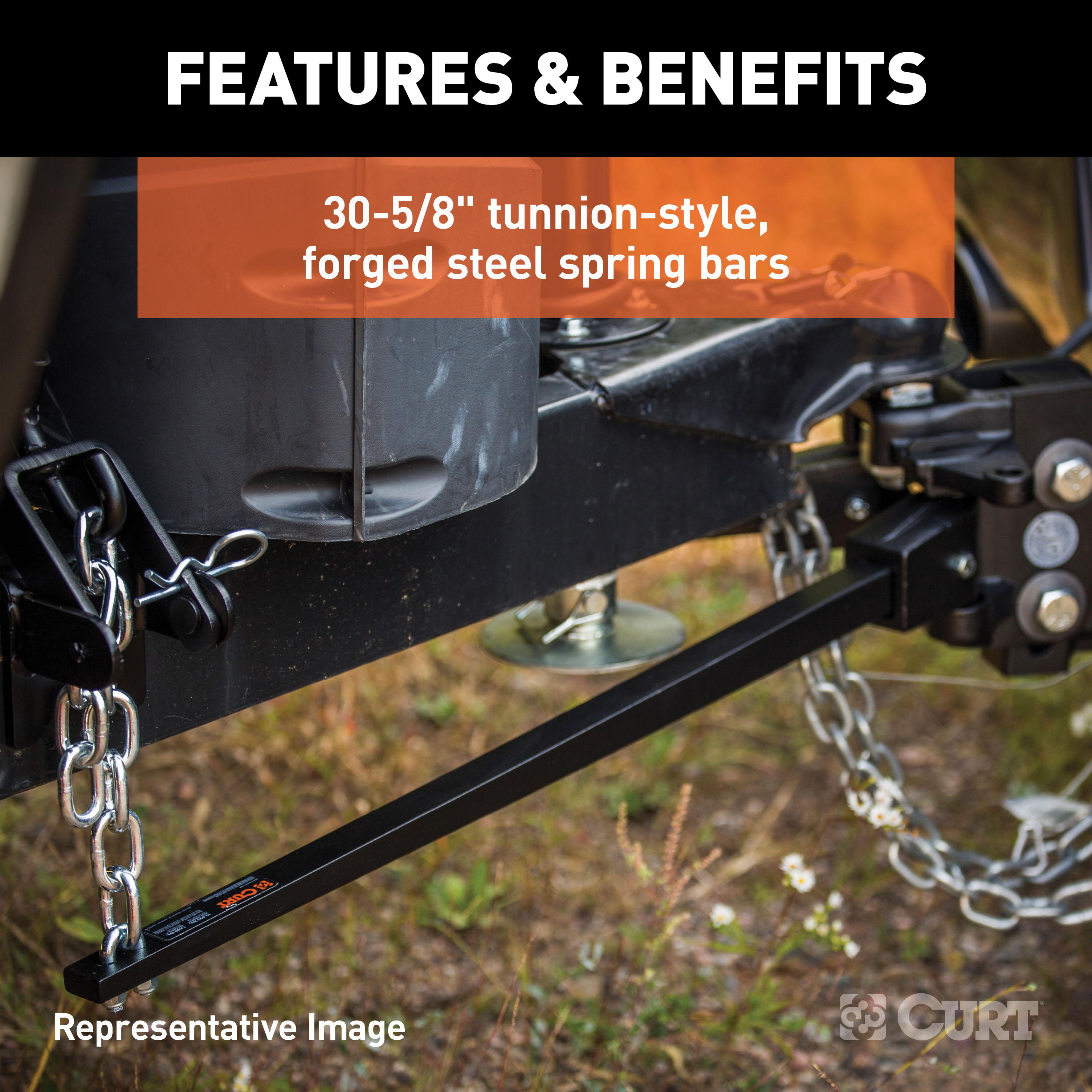 CURT Long Trunnion Bar Weight Distribution Hitch (5K - 6K lbs., 30-5/8" Bars) - CURT 17300 - Image 6