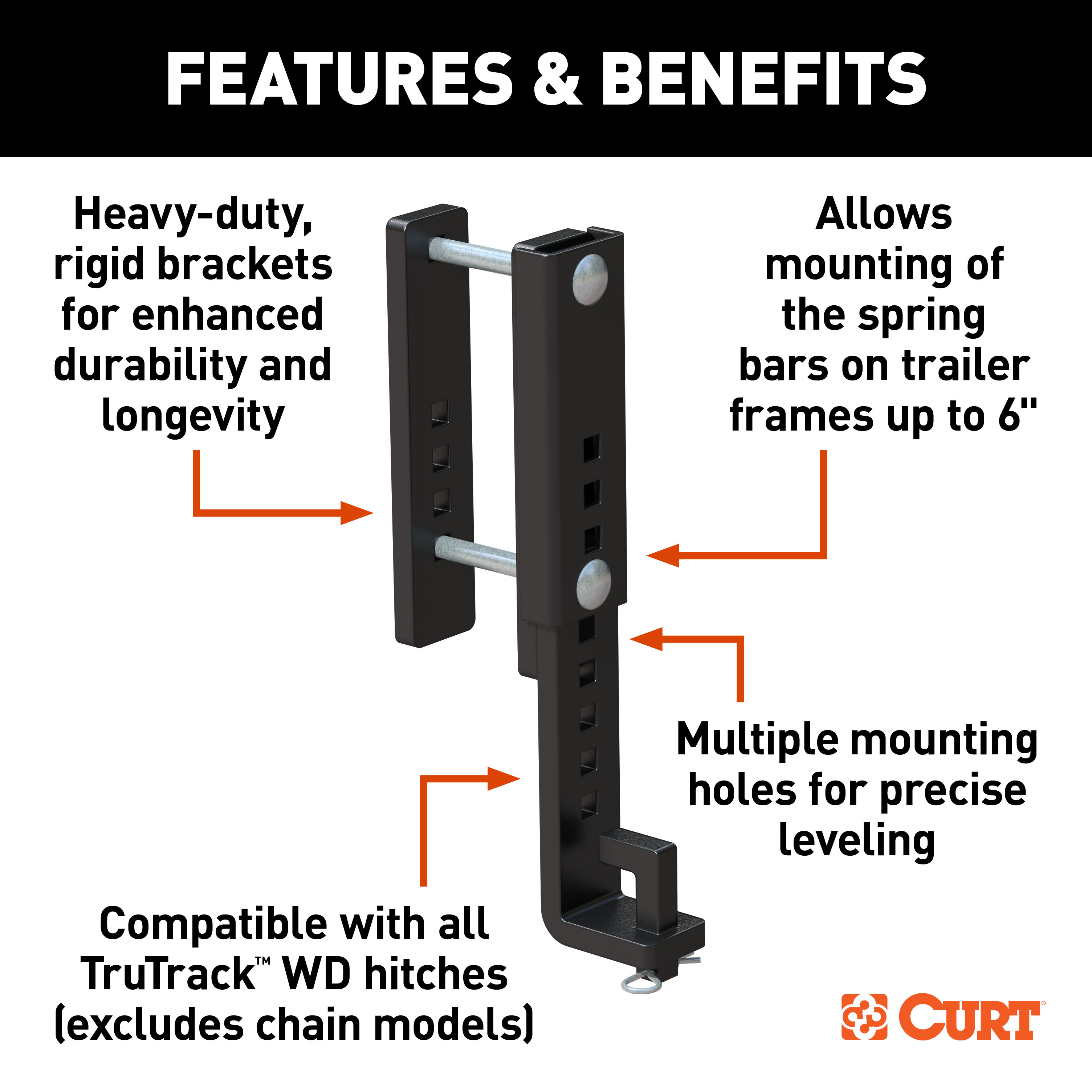 CURT TruTrack Heavy-Duty 6" Adjustable Support Brackets (2-Pack) - CURT 17517 - Image 2