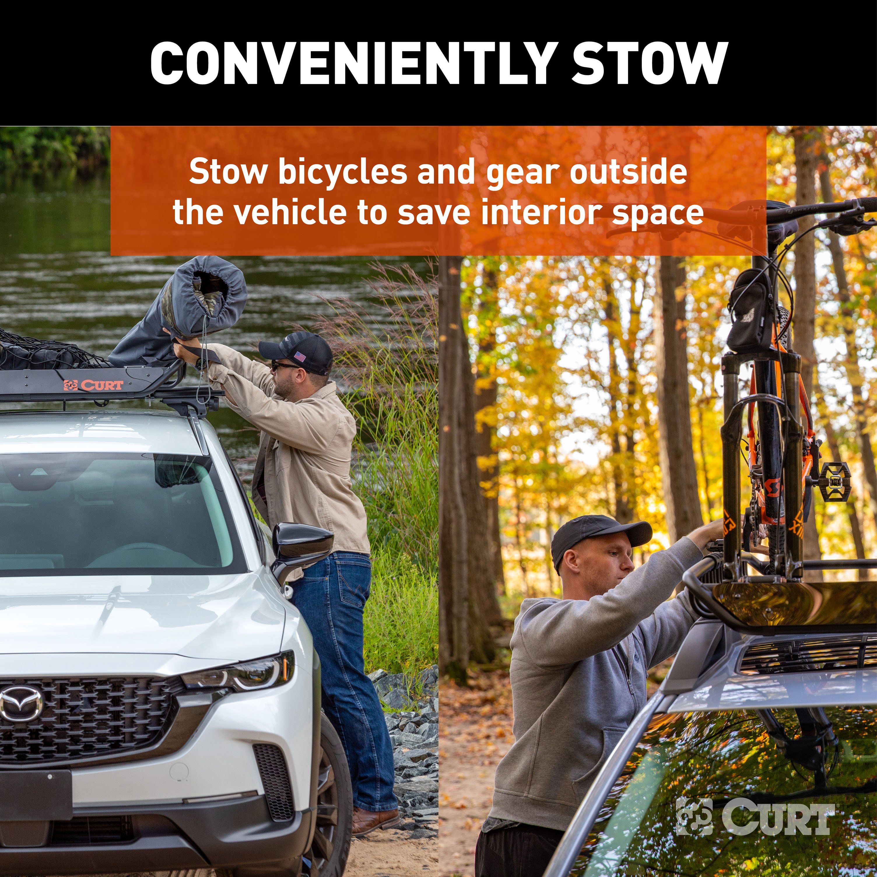 CURT 44" x 35" Black Steel Roof Rack Cargo Carrier - CURT 18123 - Image 4