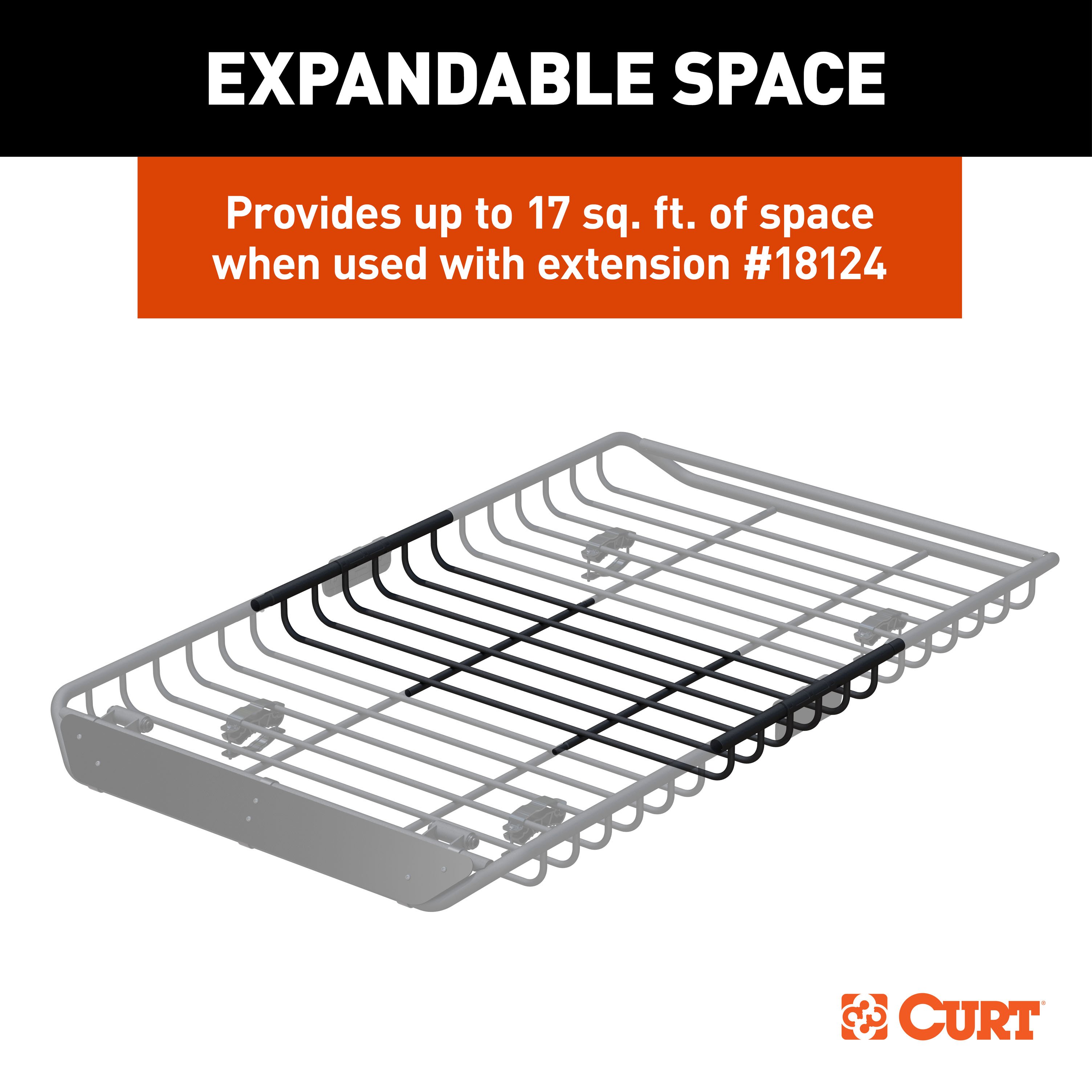 CURT 44" x 35" Black Steel Roof Rack Cargo Carrier - CURT 18123 - Image 6