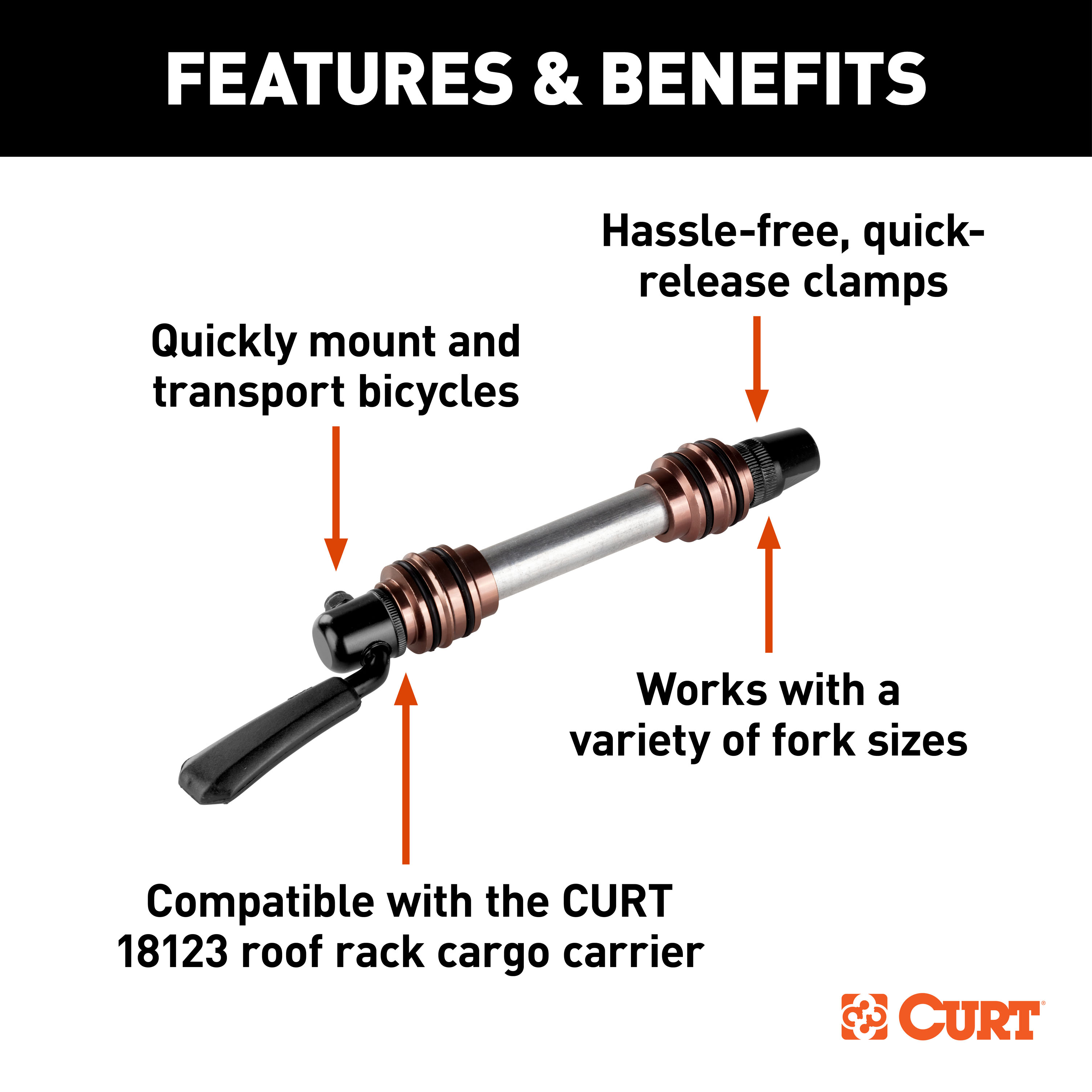 Quick-release Bike Mount Accessory for CURT 18123 Roof Rack - CURT 18125 - Image 3
