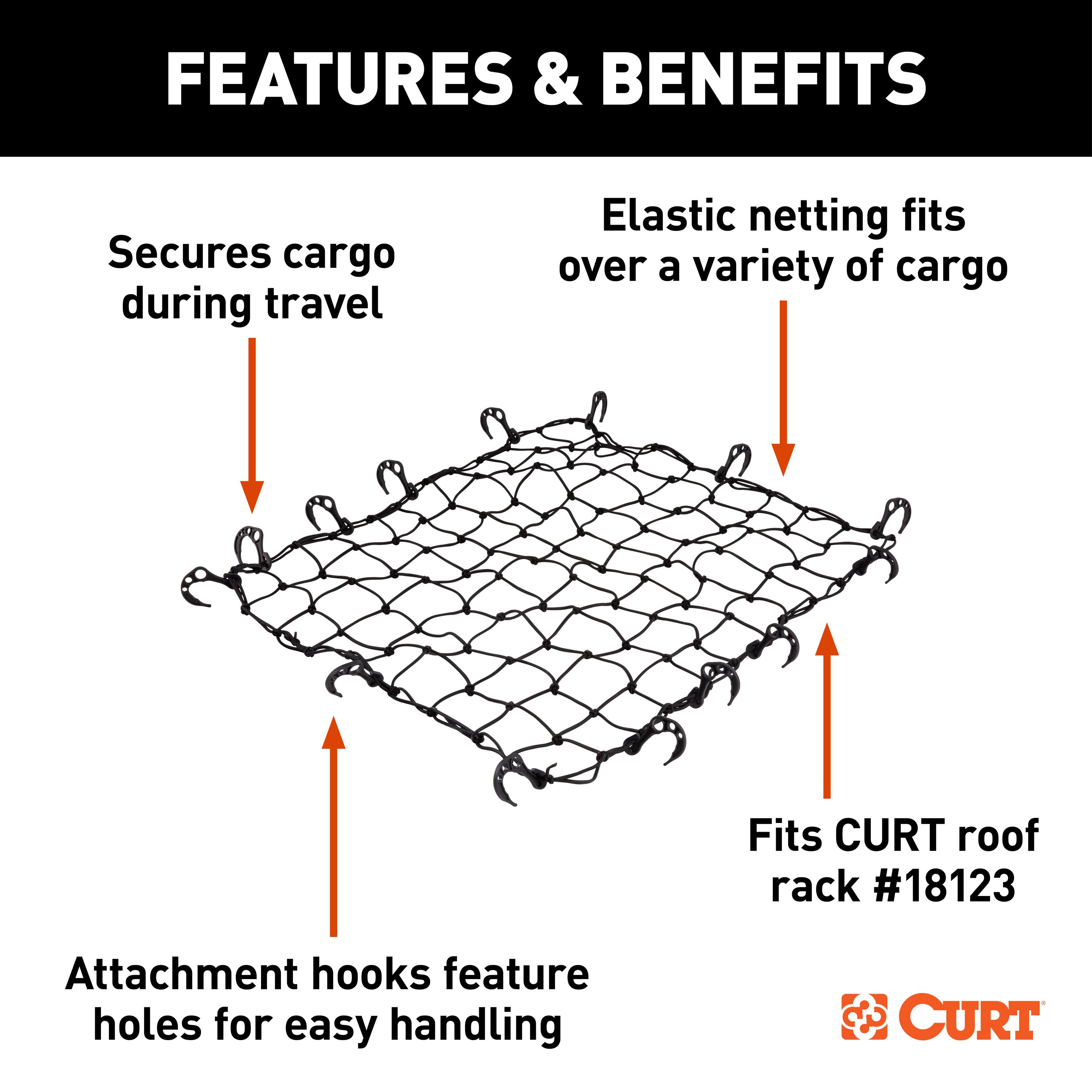 CURT 44" x 36" Elastic Cargo Net for Roof Basket - CURT 18218 - Image 3