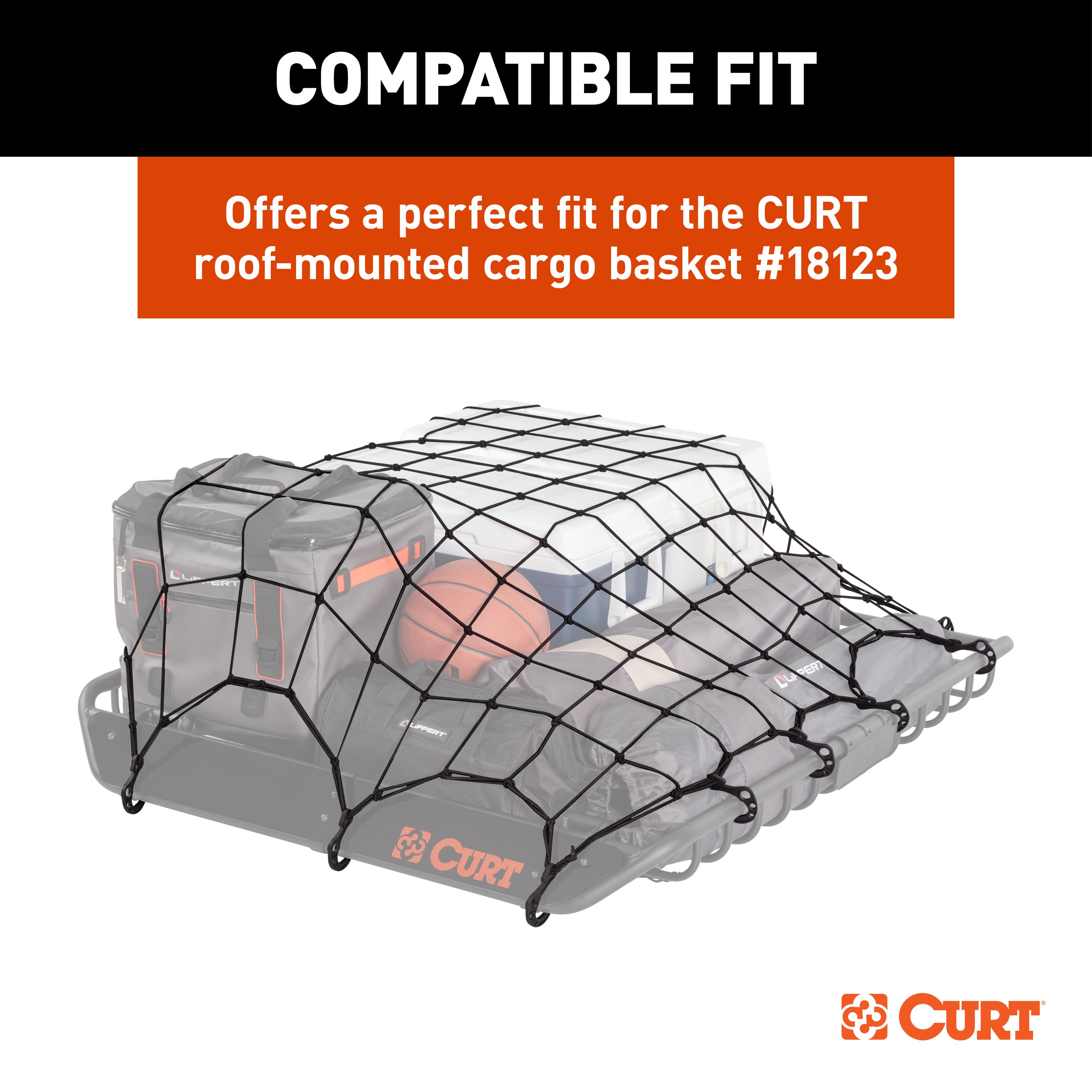 CURT 44" x 36" Elastic Cargo Net for Roof Basket - CURT 18218 - Image 7