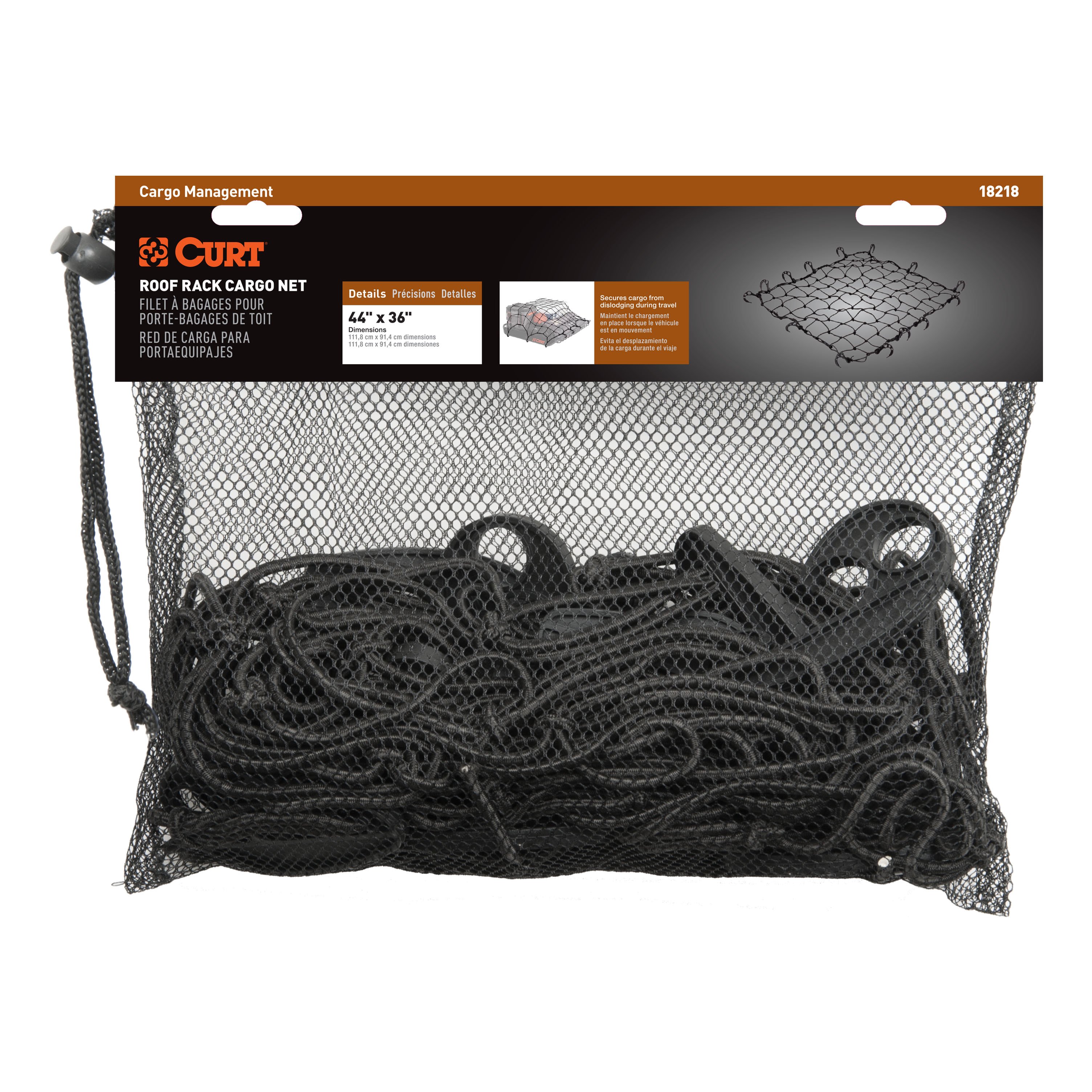 CURT 44" x 36" Elastic Cargo Net for Roof Basket - CURT 18218 - Image 8