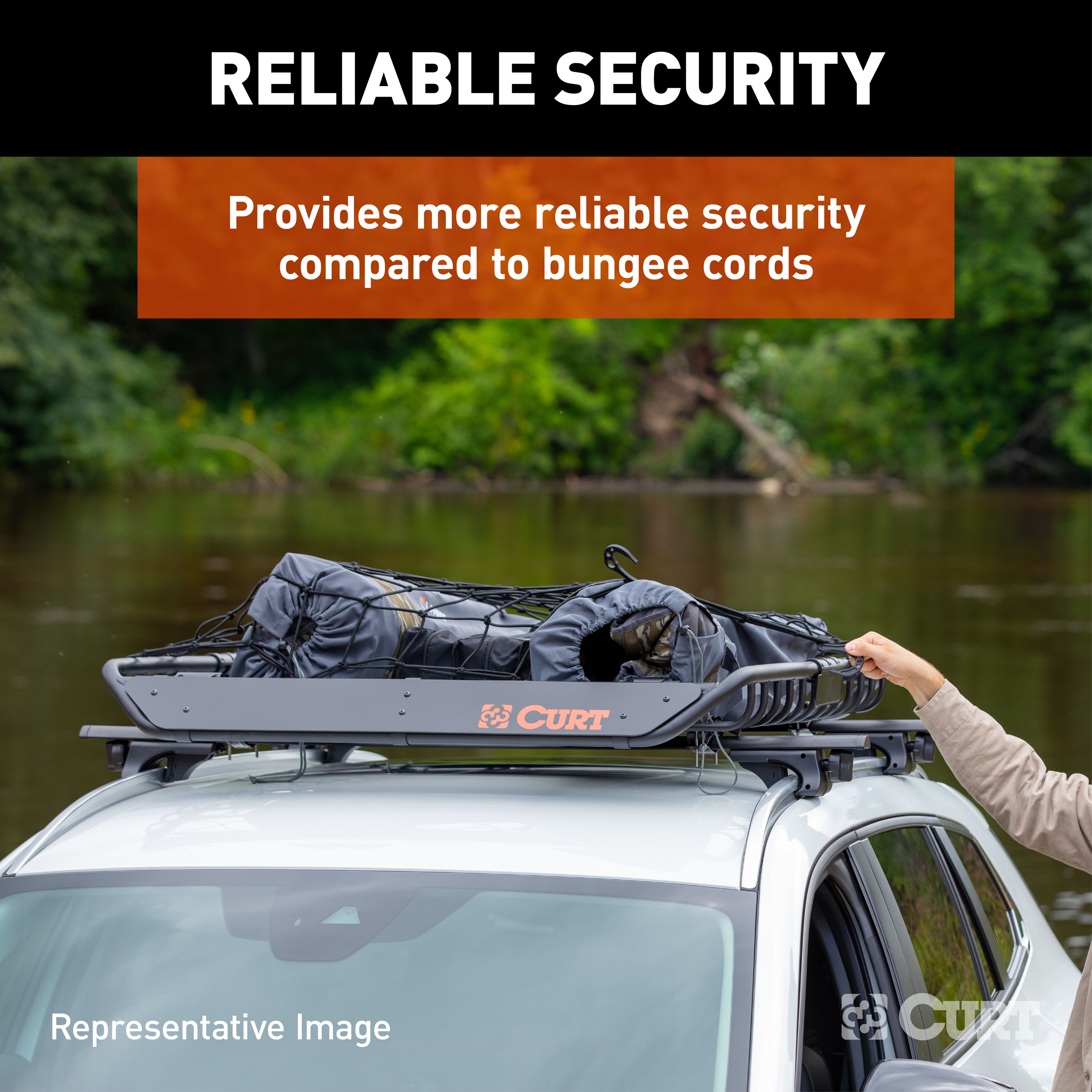 CURT 64" x 36" Elastic Cargo Net for Roof Basket - CURT 18219 - Image 4