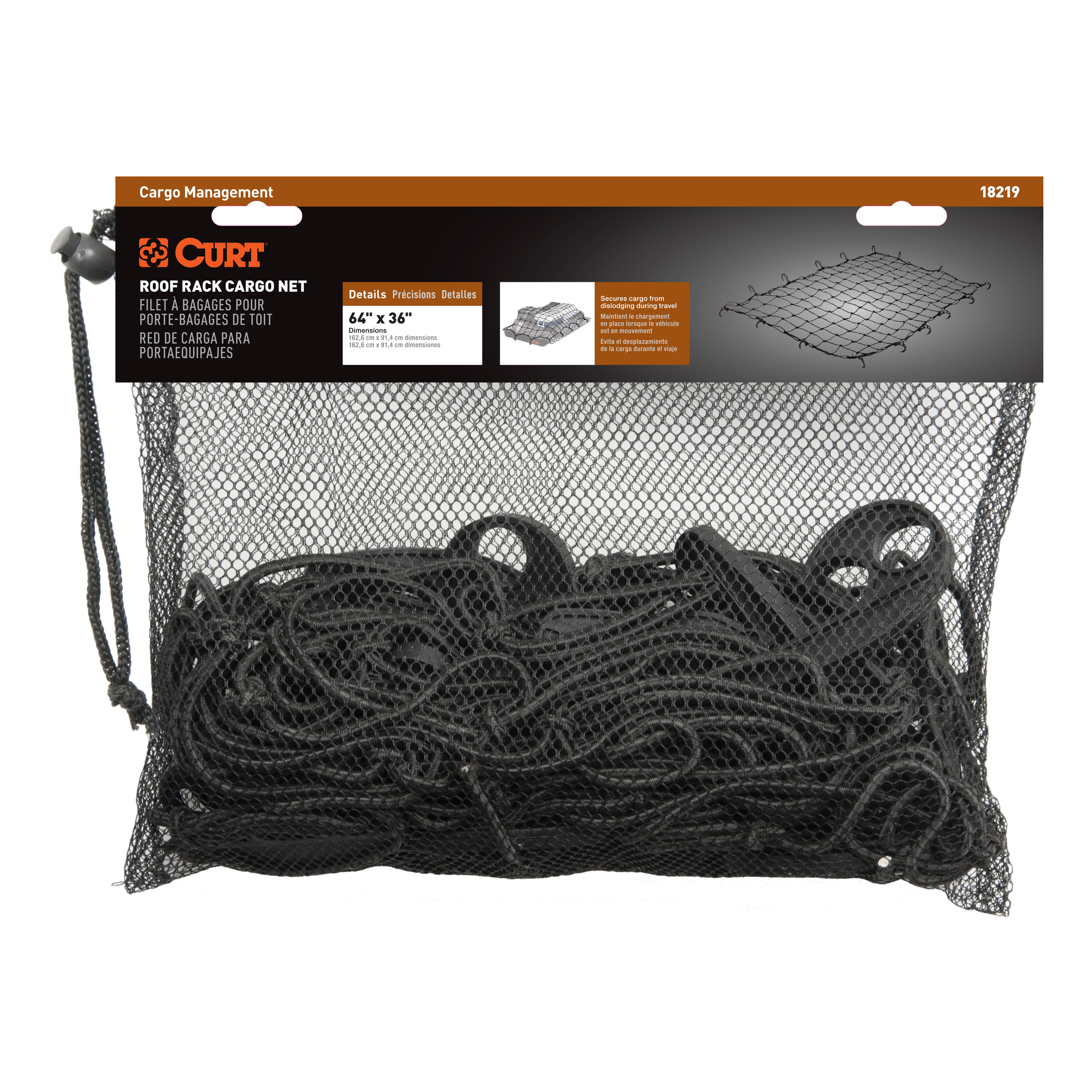 CURT 64" x 36" Elastic Cargo Net for Roof Basket - CURT 18219 - Image 8