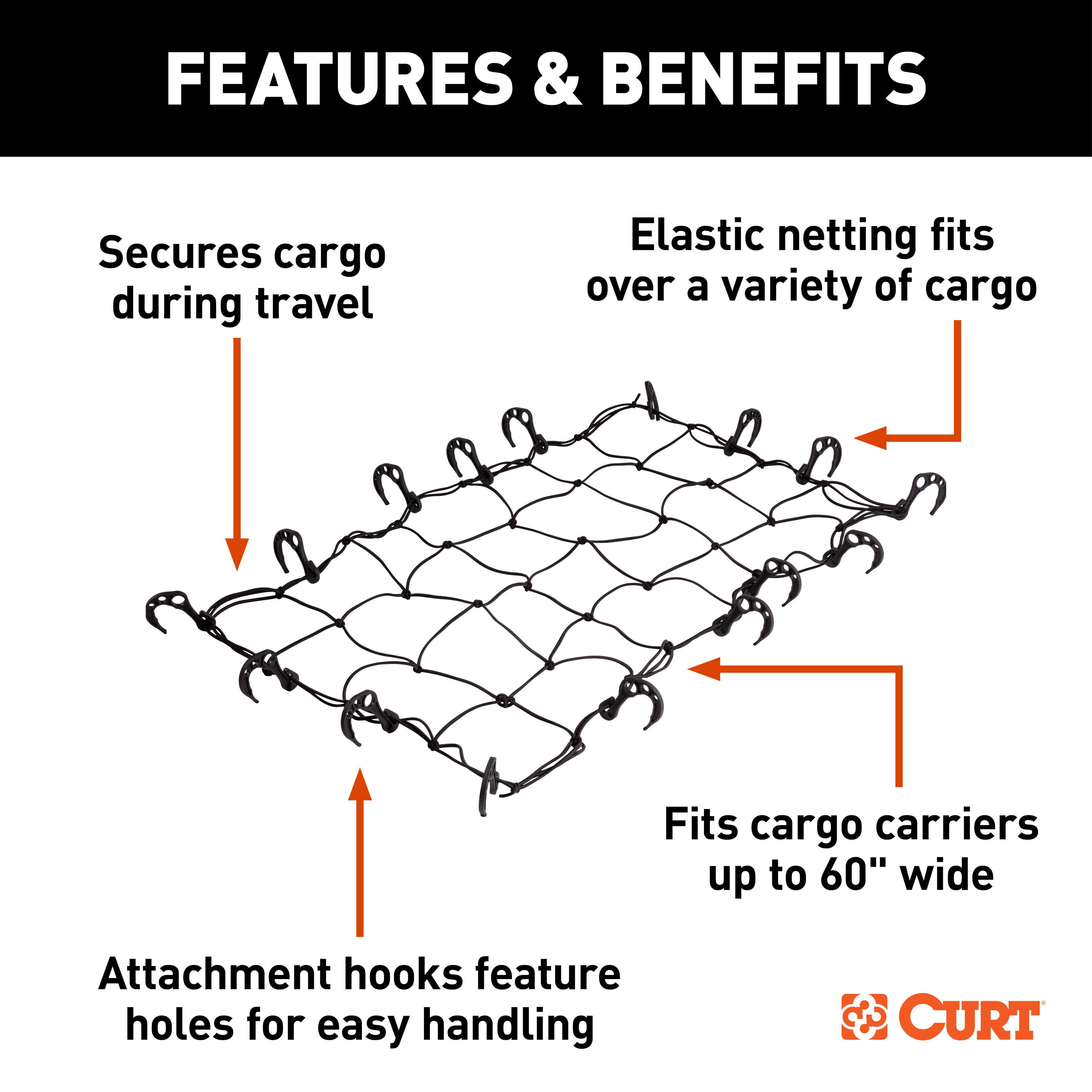 CURT 43" x 24" Elastic Cargo Net for Hitch Carrier - CURT 18223 - Image 3