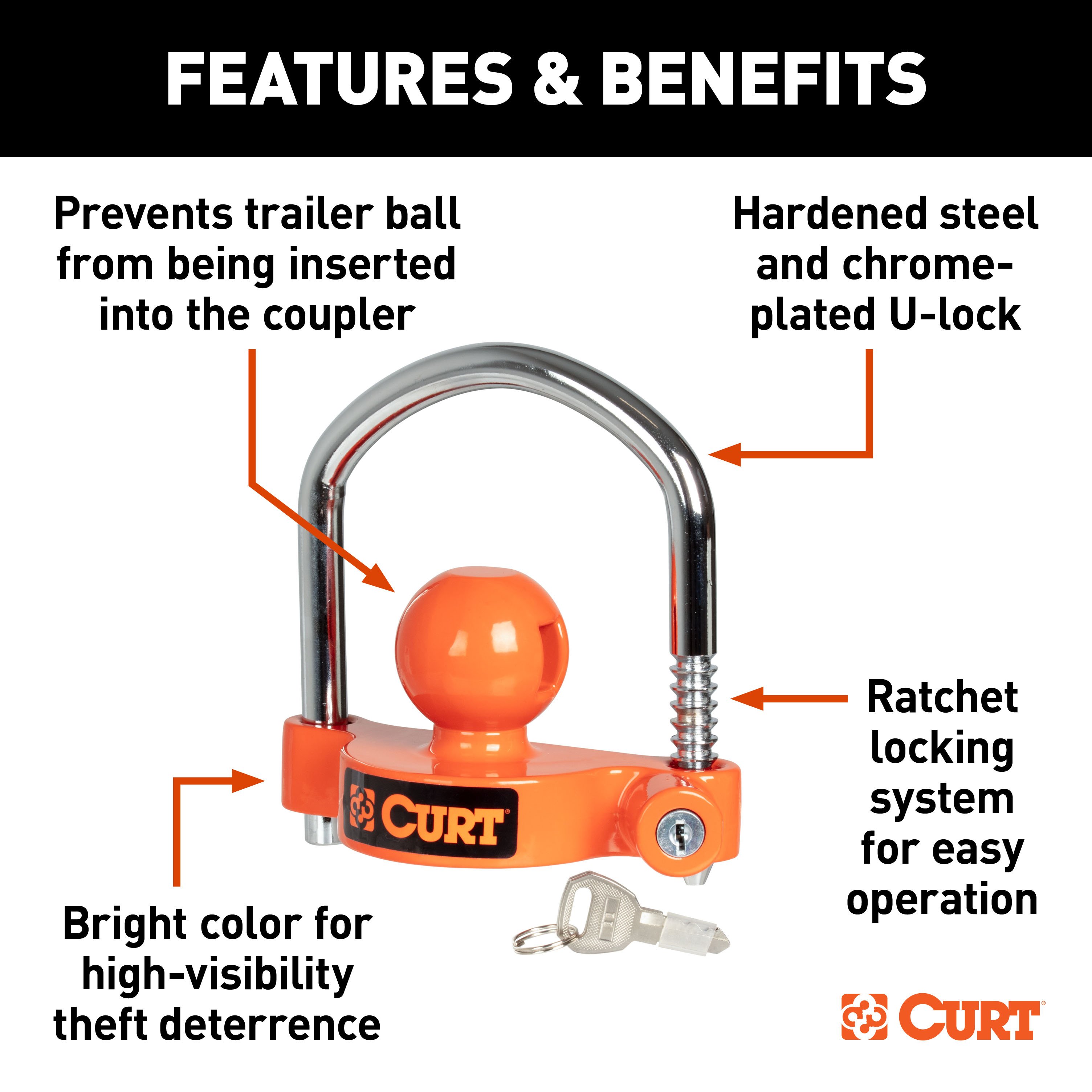 CURT Universal Trailer Coupler Lock, Keyed Alike - CURT 23090-KA - Image 4