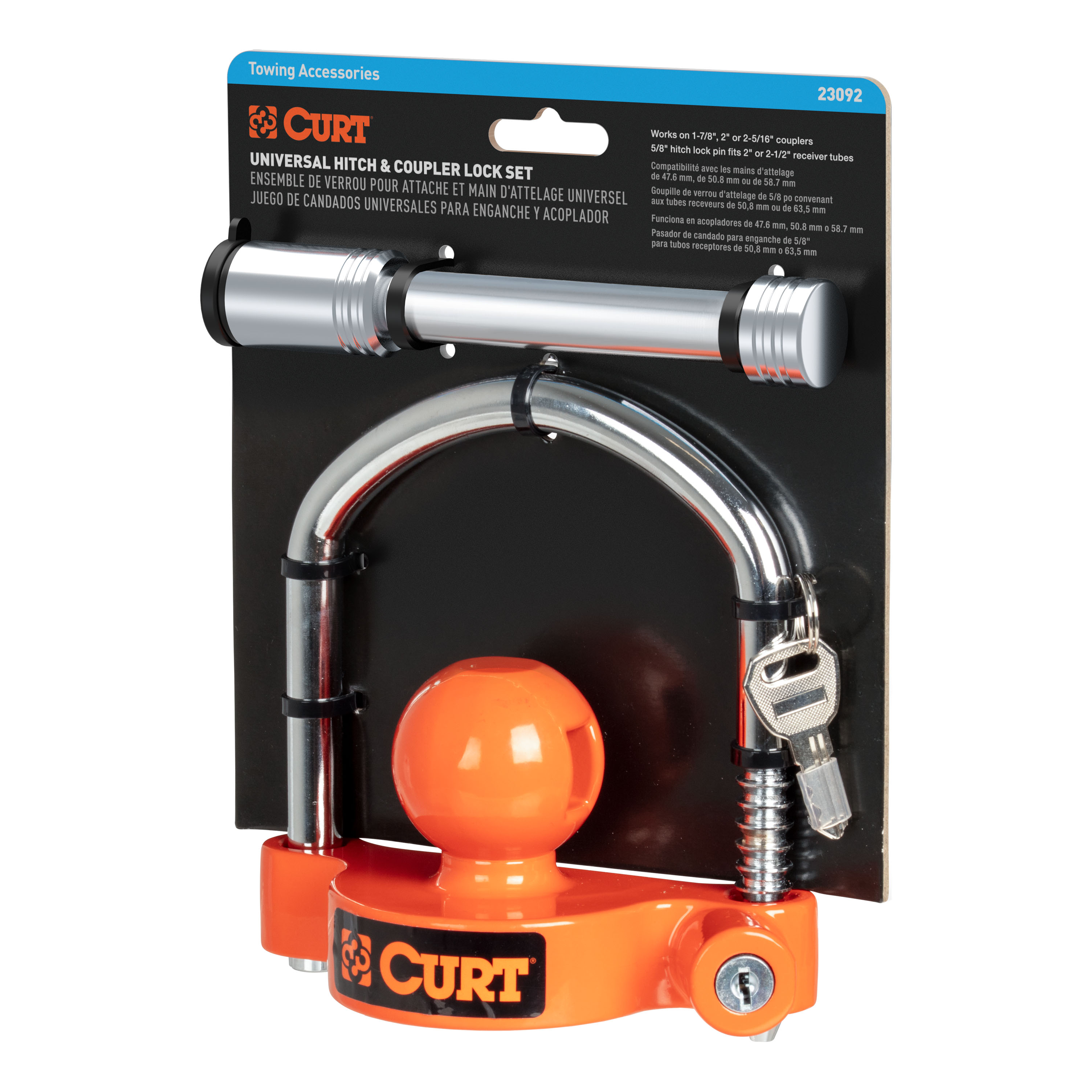 CURT Hitch & Coupler Lock Set, 2" or 2-1/2" Receivers, 1-7/8" to 2-5/16" Couplers - CURT 23092 - Image 9