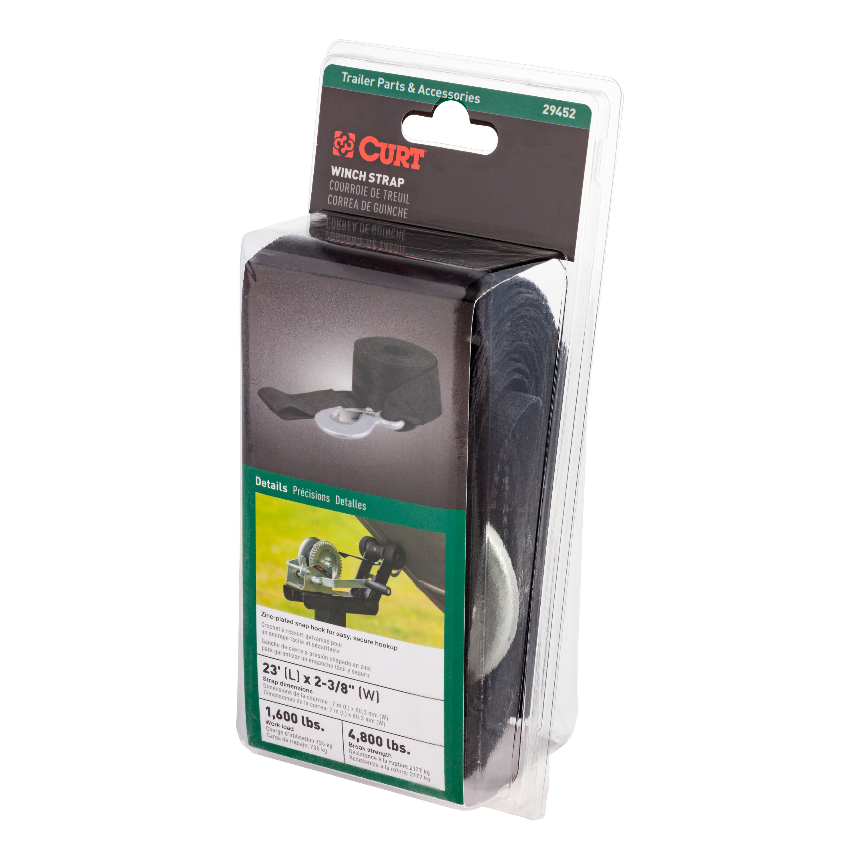 CURT 23' Winch Strap with Snap Hook (4,800 lbs.) - CURT 29452 - Image 2