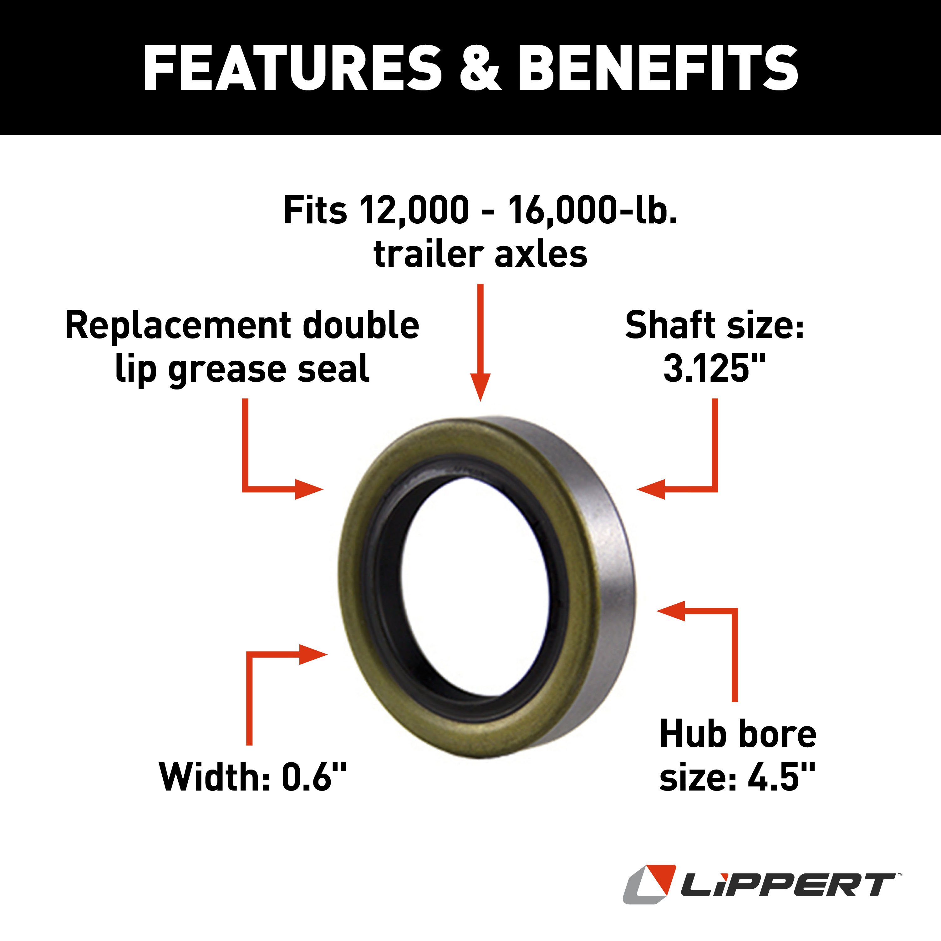 Lippert Components 295924 Unitized Oil Seal - 3.125 ID X 4.500 OD X 0. ...