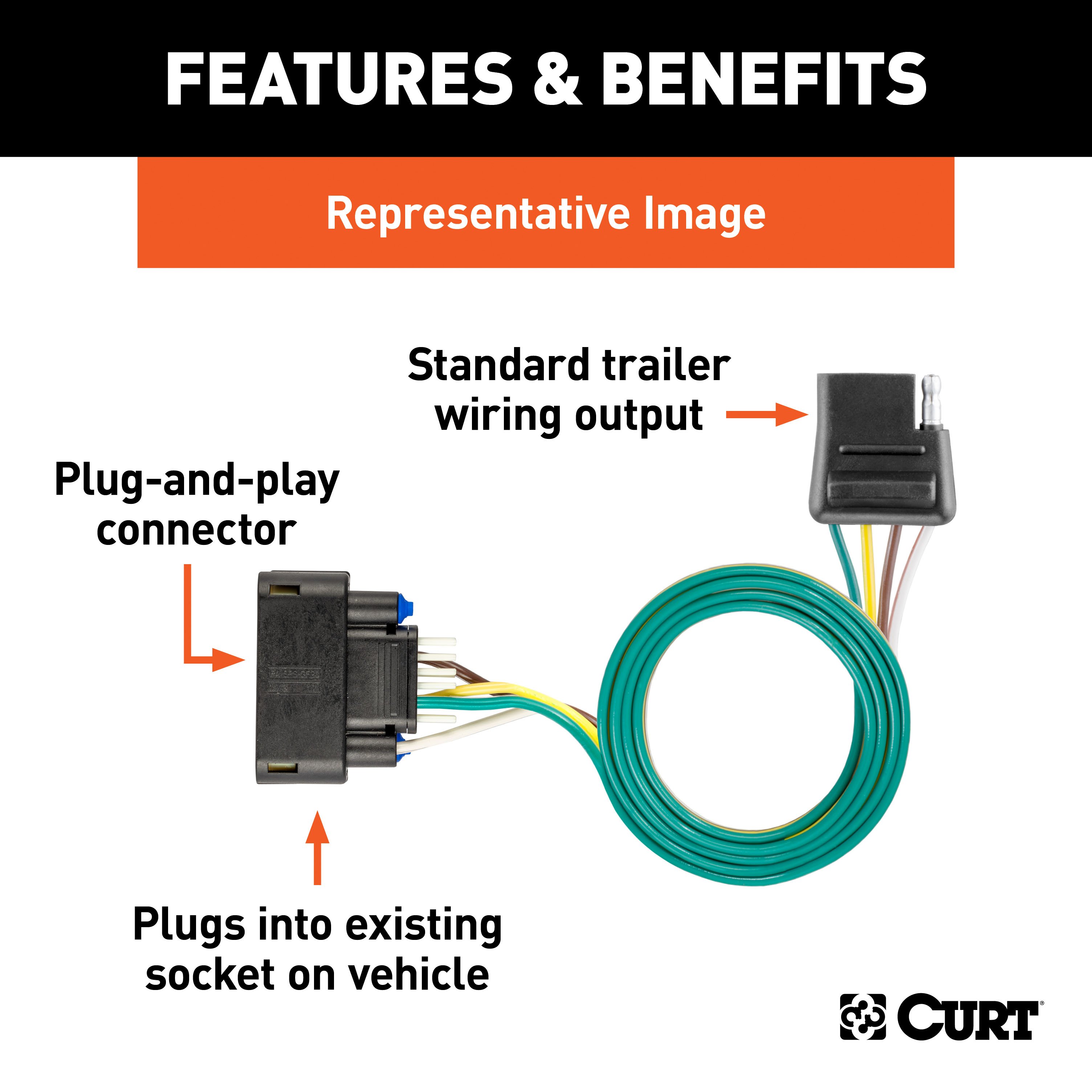 CURT Custom Wiring, 4-Way Flat - CURT 56538 - Image 3