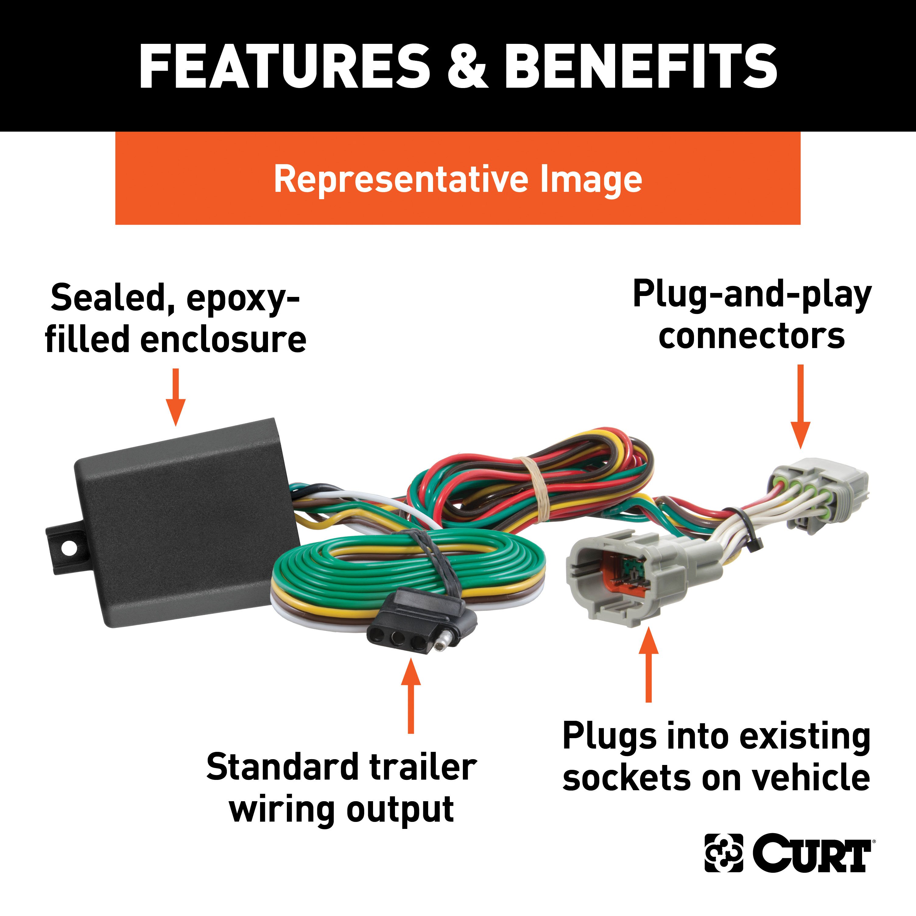 CURT Custom Wiring Harness, 4-Way Flat Output - CURT 56544 - Image 5