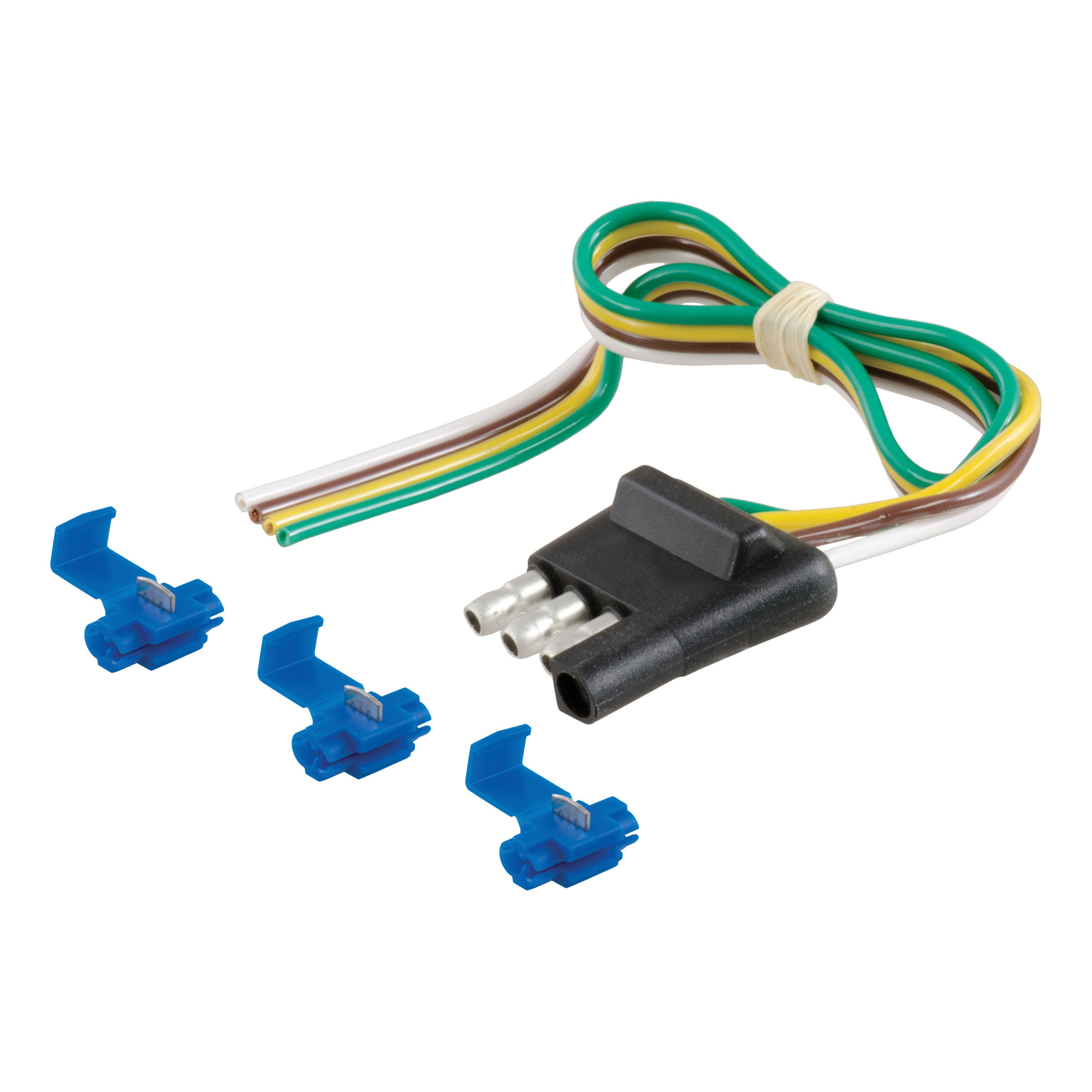 4Way Flat Connector Plug with 12" Wires and Hardware (Trailer Side, Packaged)