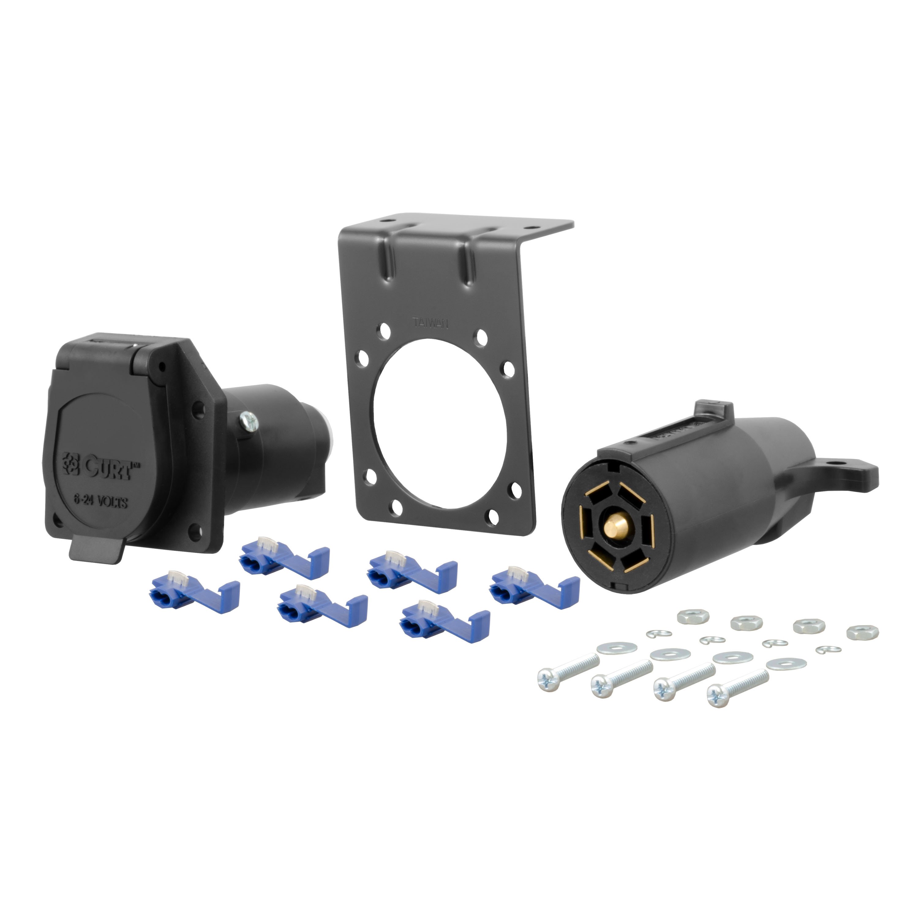 7Way RV Blade Connector Plug & Socket with Hardware (Packaged)
