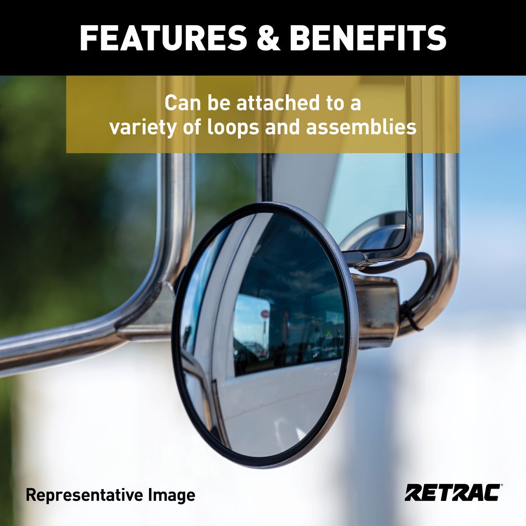 RETRAC  7-1/2 Stainless Offset-Mount Convex Mirror Head with J-Bracket